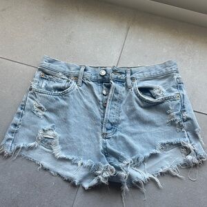 Agolde 27 light Blue Distressed Denim Shorts - Women